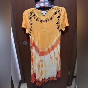 CW Classics Tie Dye Midi Dress | Embroidered Boho Summer Dress